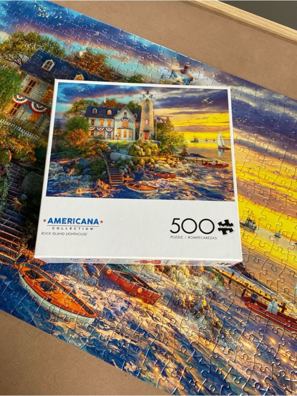 Americana Collection Rock Island Lighthouse 500-Piece Puzzle 🎨Dominic Davison